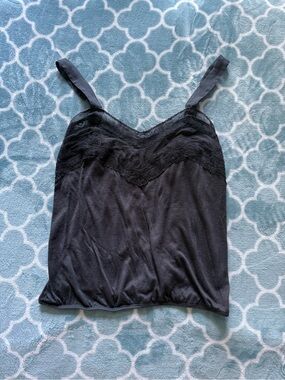 American Eagle Dark Gray Lace Trim Camisole Tank Top